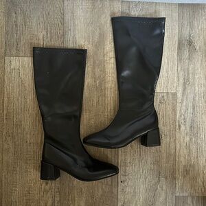 Black leather boots